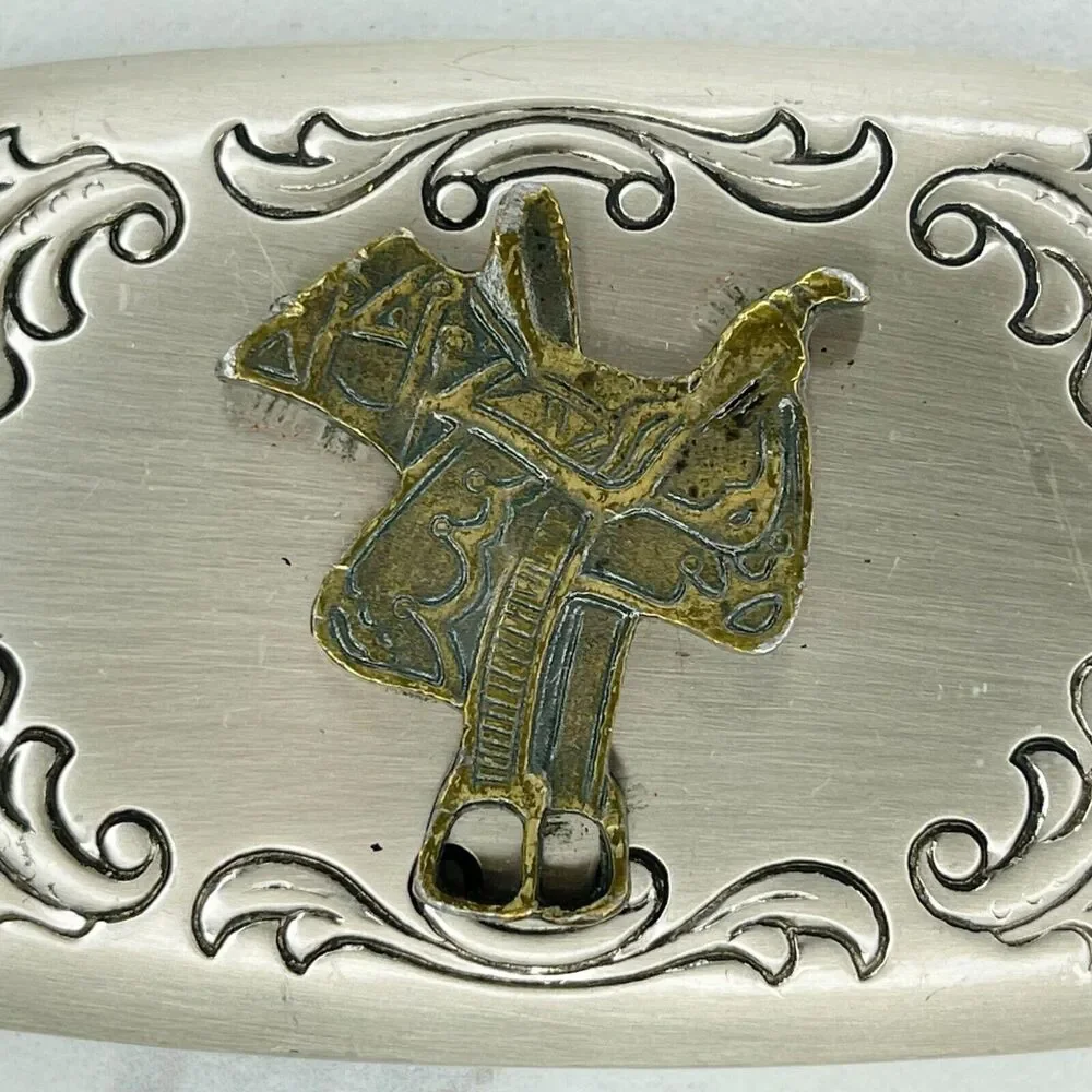 Vintage Leaves Leaf Saddle Western Belt Buckle Made in USA ✨